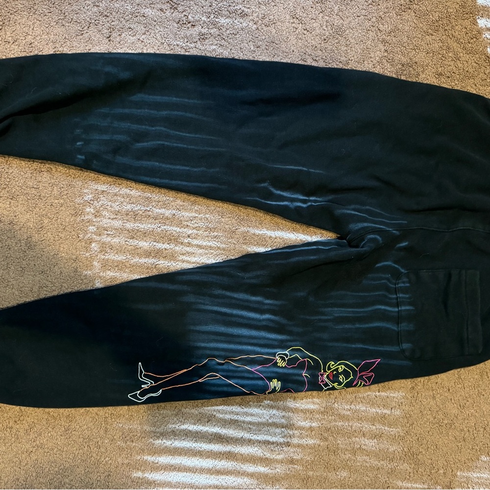 Playboy By PacSun Jogger Sweatpants Men’s Size Medium Black Neon D - Picture 3 of 5